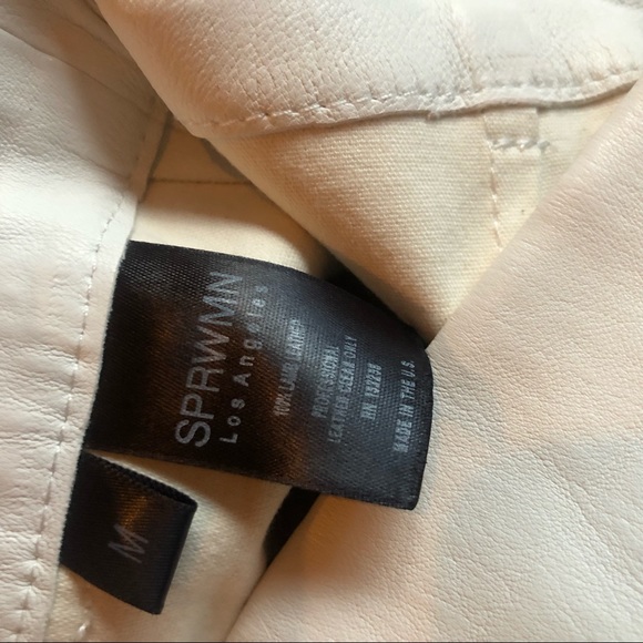 SPRWMN Trouser Pants White Leather Lamb Skin Crop - Picture 13 of 15